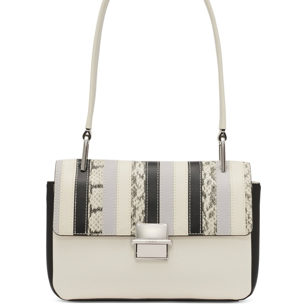 Calvin Klein Clove Mixed Material Push-Lock Shoulder Bag